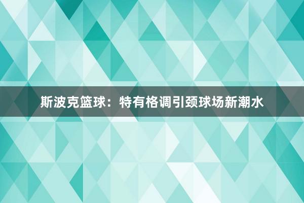 斯波克篮球：特有格调引颈球场新潮水